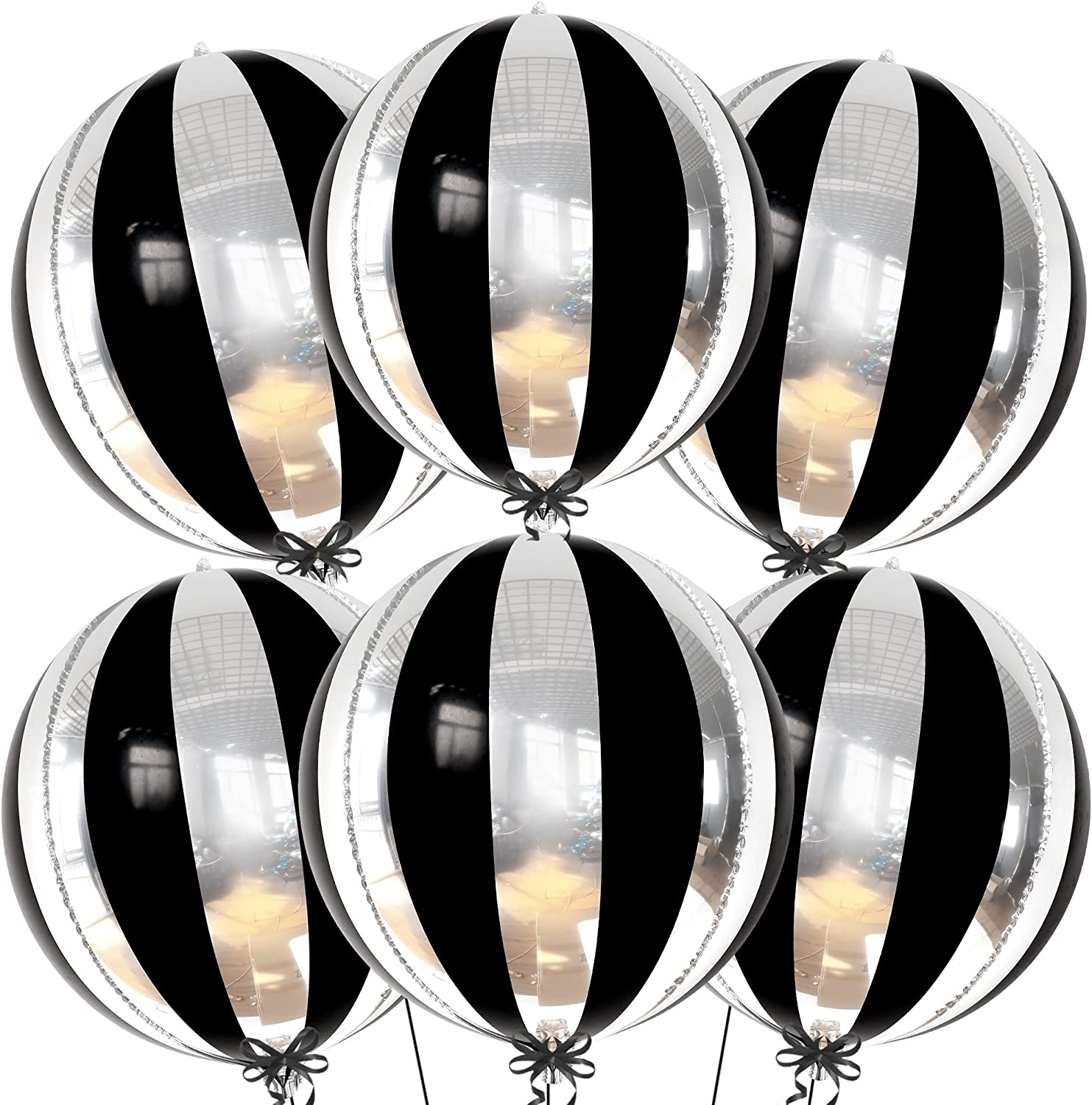Black and Silver Stripes Sphere 46670 - 22 in