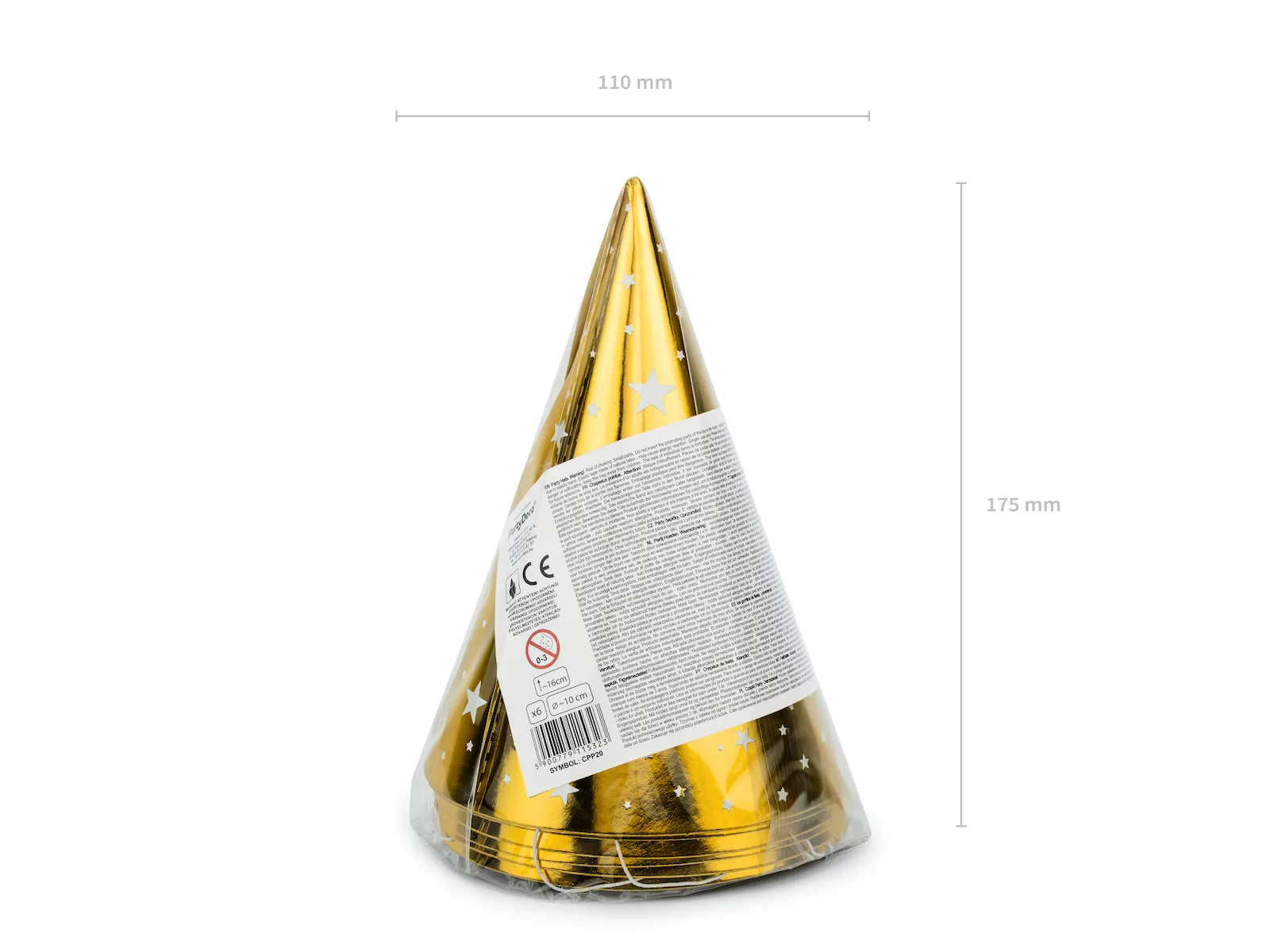 Party Hats Stars, Gold, 6.3 in