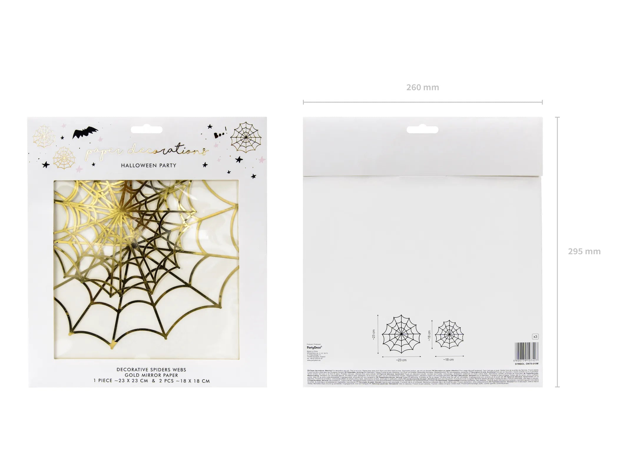 Paper Decorations Spiderwebs Gold - DNT9-019M