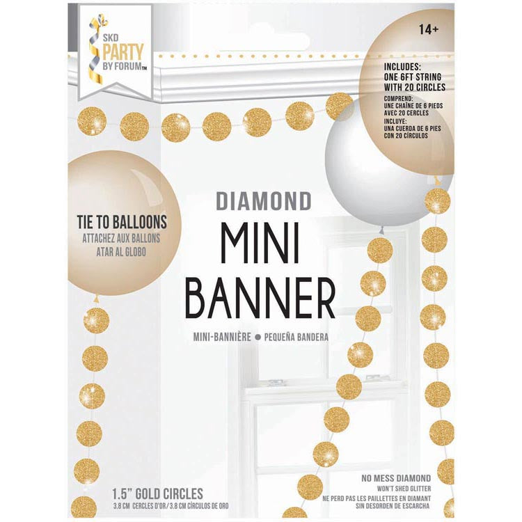 3D Mini Banner Diamond Gold Circle 98138