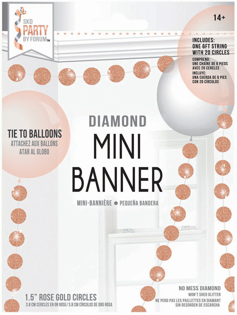 3D Mini Banner Diamond Rose Gold Circle 98245