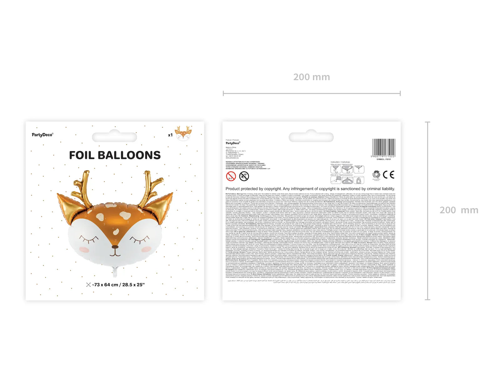 Foil Balloon Deer, 28.7 x 25.2 in, mix