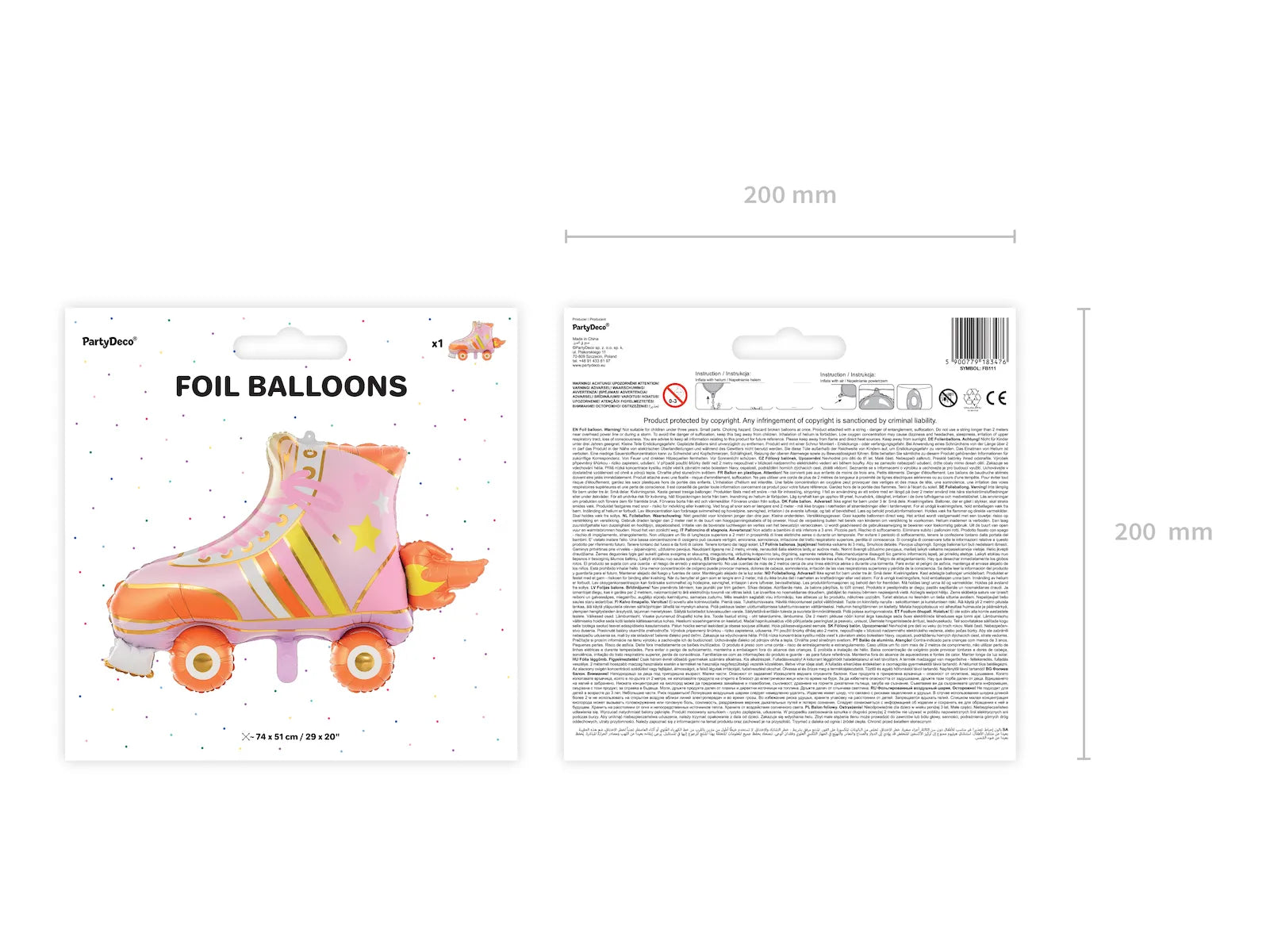 Foil balloon Roller Skate, 29.1x20.1in, mix