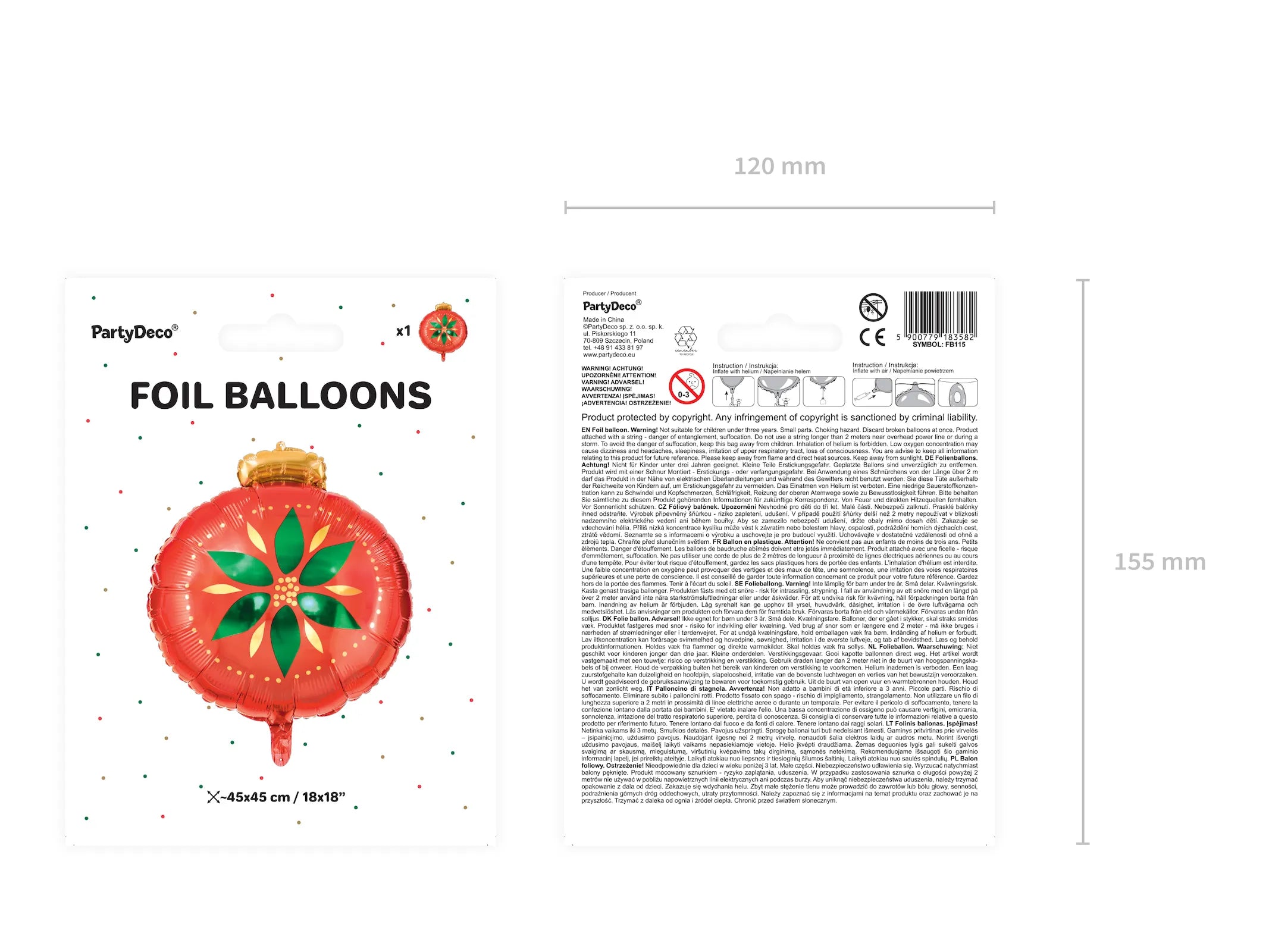 Foil Balloon Christmas Bauble Mix - FB115