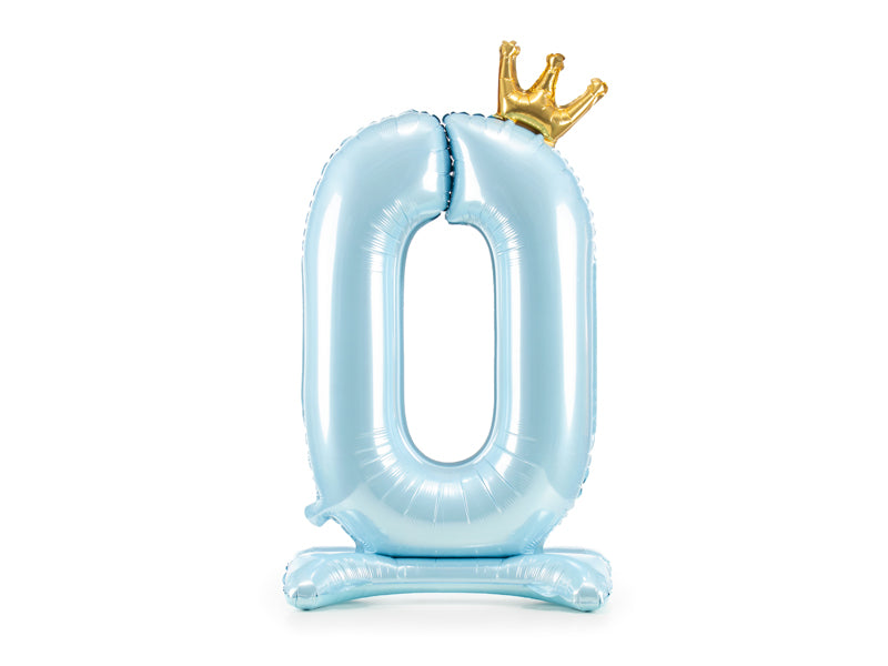 Standing Foil Balloon Number ''0'', 33.1 in,  Sky-Blue