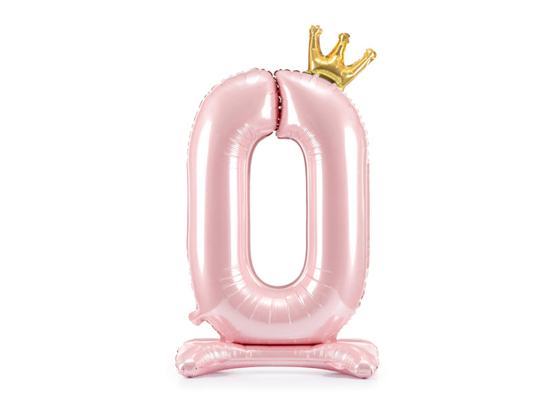 Standing Foil Balloon Number ''0'' , 33.1 in, Light Pink