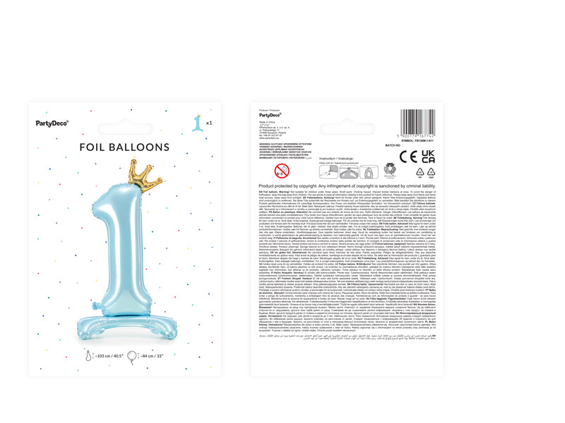 Standing Foil Balloon Number "1" Sky-Blue - FB126M-1-011