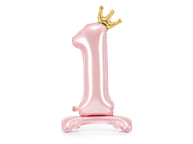 Standing Foil Balloon Number ''1'', 33.1 in,  Light Pink