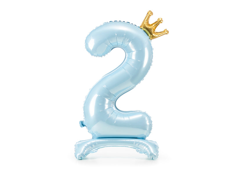 Standing Foil Balloon Number ''2'', 33.1 in,  Sky-Blue