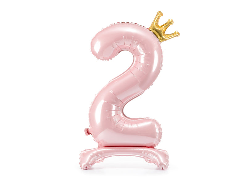 Standing Foil Balloon Number ''2'', 33.1 in,  Light Pink