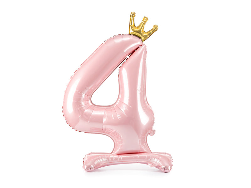 Standing Foil Balloon Number ''4'', 33.1 in,  Light Pink