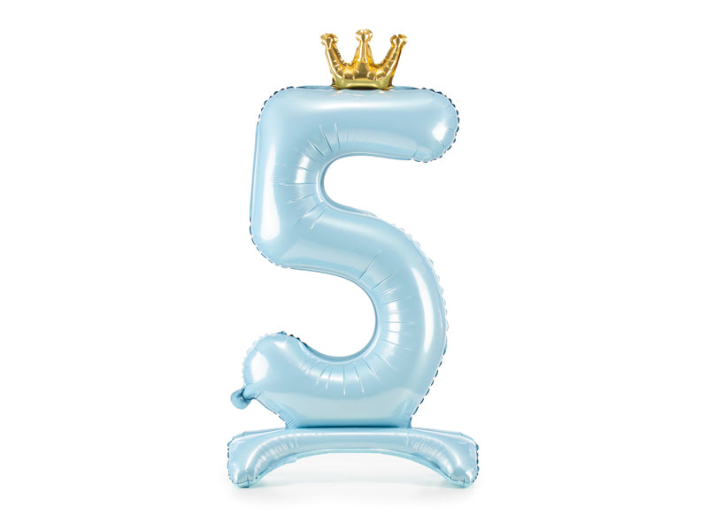 Standing foil balloon Number ''5'', 33.1in,  sky-blue