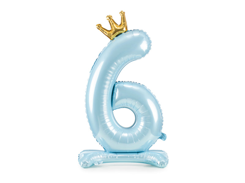 Standing Foil Balloon Number '' 6 '', 33.1 in,  Sky-Blue