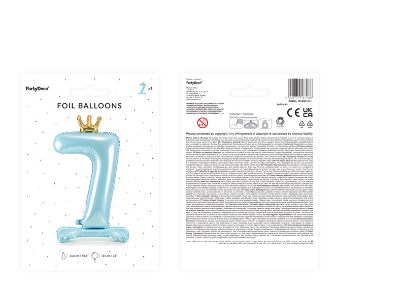 Standing foil balloon Number ''7'', 33.1in,  sky-blue
