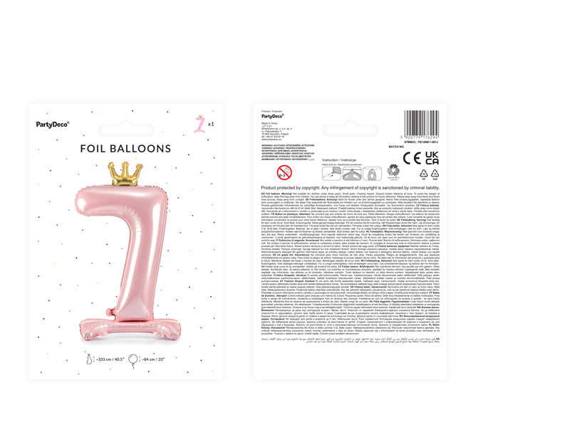 Standing Foil Balloon Number "7" Light Pink - FB126M-7-081J