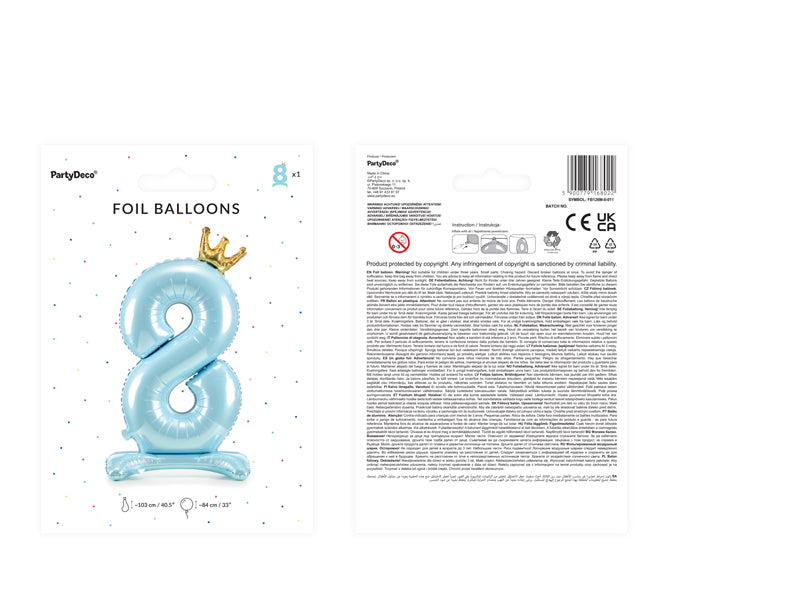 Standing Foil Balloon Number "8" Sky-Blue - FB126M-8-011