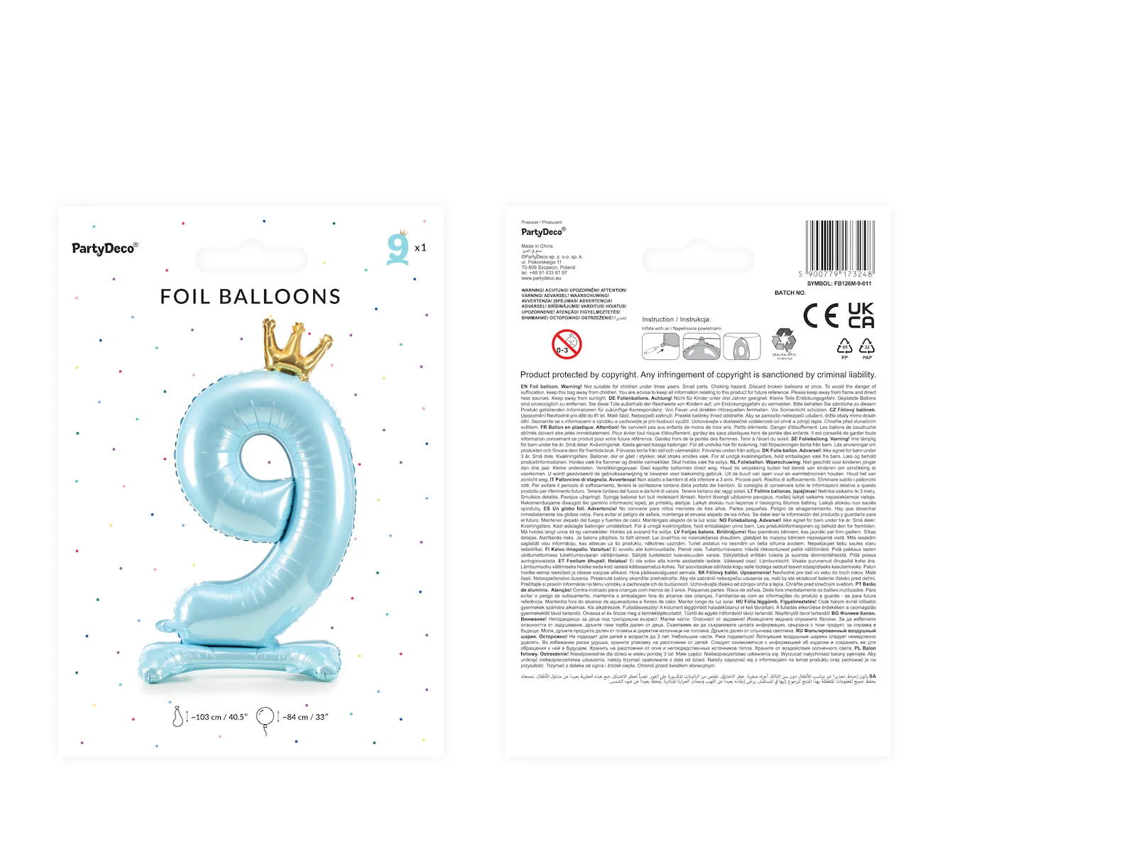 Standing Foil Balloon Number "9" Sky-Blue - FB126M-9-011