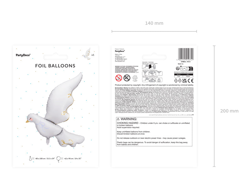 Foil Balloon Dove, 31.5 x 39.4 in, mix