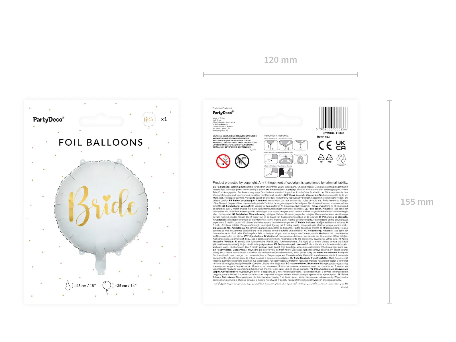 Foil Balloon Bride White - FB138