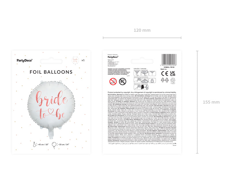 Foil balloon Bride to be 17.7in, white