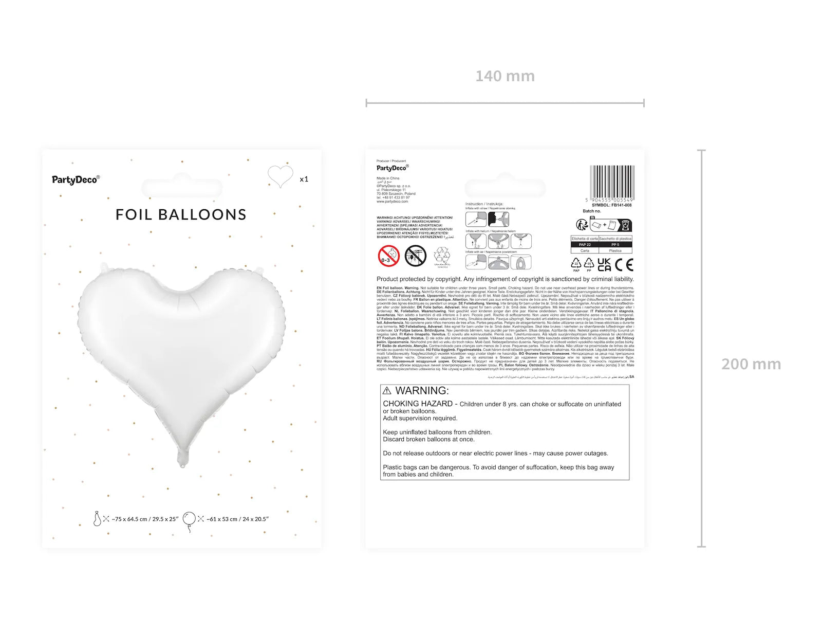 Foil Balloon Heart White - FB141-008