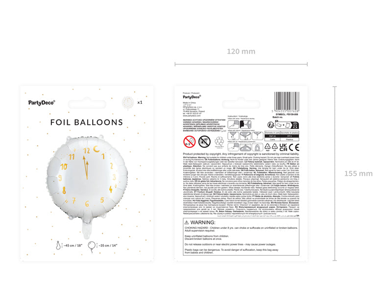 Foil Balloon Clock White - FB159-008