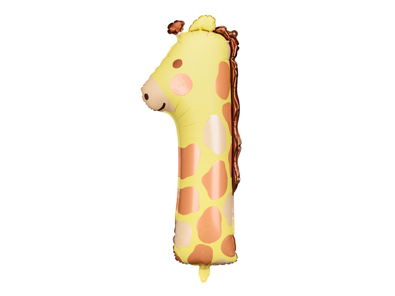 Foil balloon Number 1 - Giraffe, 16.5x35.4in, mix