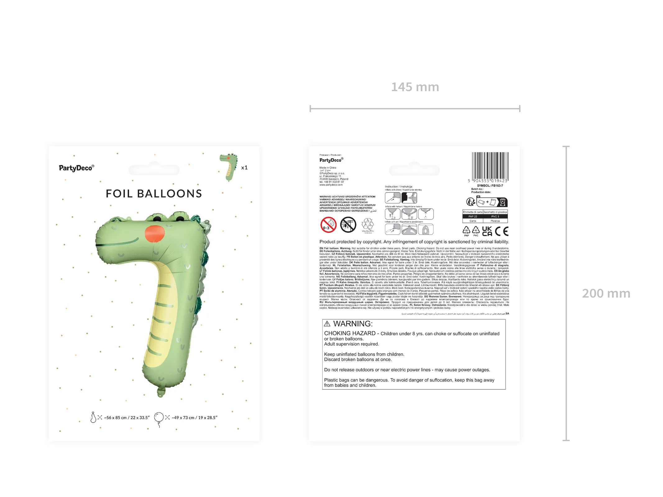 Foil balloon Number 7 Crocodille Mix - FB163-7