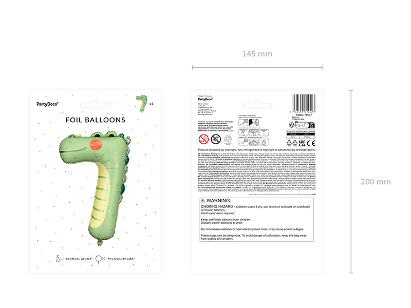 Foil balloon Number 7 Crocodille Mix - FB163-7