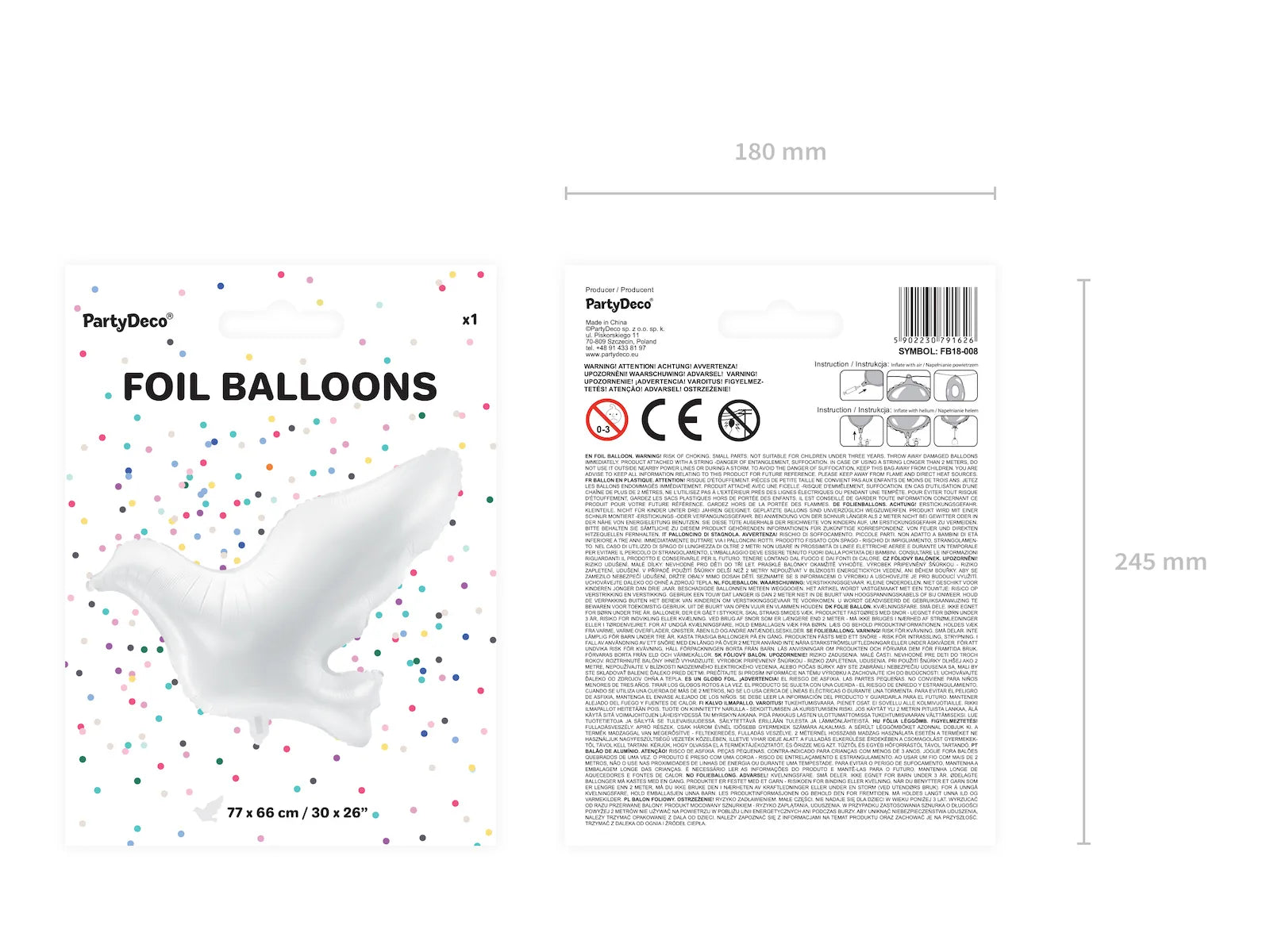 Foil Balloon Dove, white, 30.3x26.0in