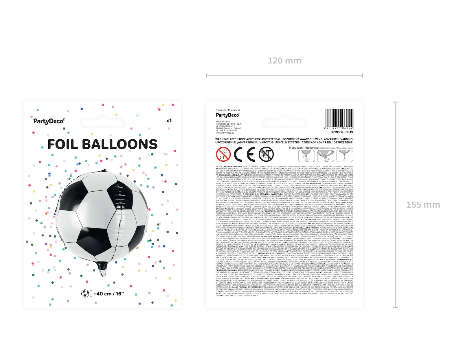Foil Balloon Soccer Ball, 15.7 in