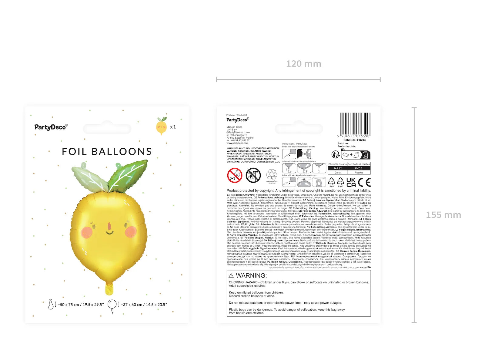 Foil Balloon Lemon,519.7 x 29.5 in, mix