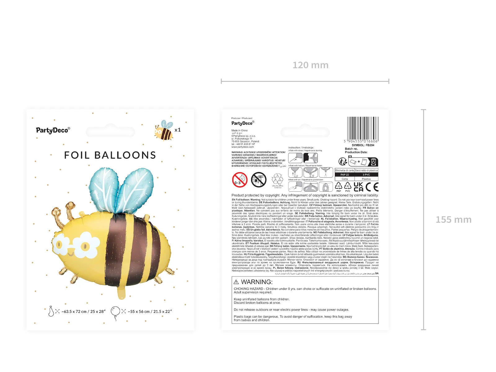 Foil balloon Bumblebee, 25x28.3in, mix
