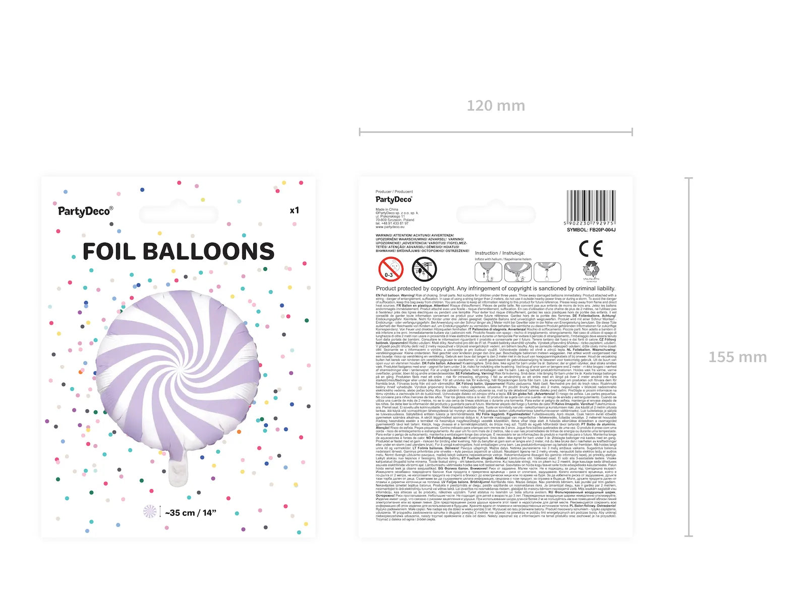 Foil Balloon Candy, 13.8 in, Light Lilac