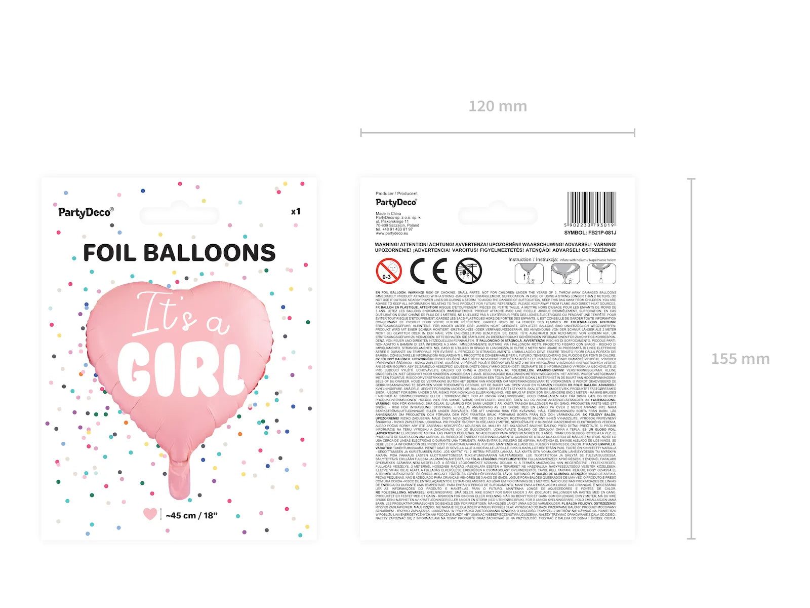 Foil Balloon Heart - It's a Girl Light Pink - FB21P-081J