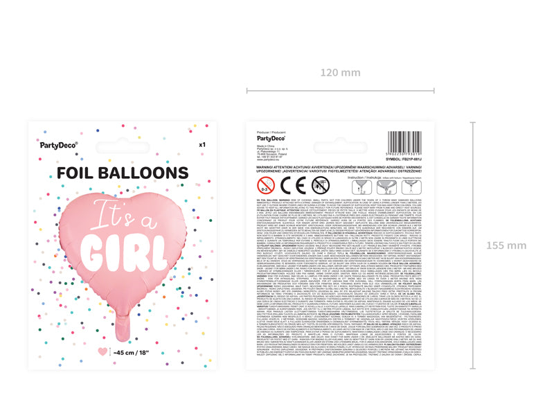 Foil Balloon Heart - It's a Girl Light Pink - FB21P-081J