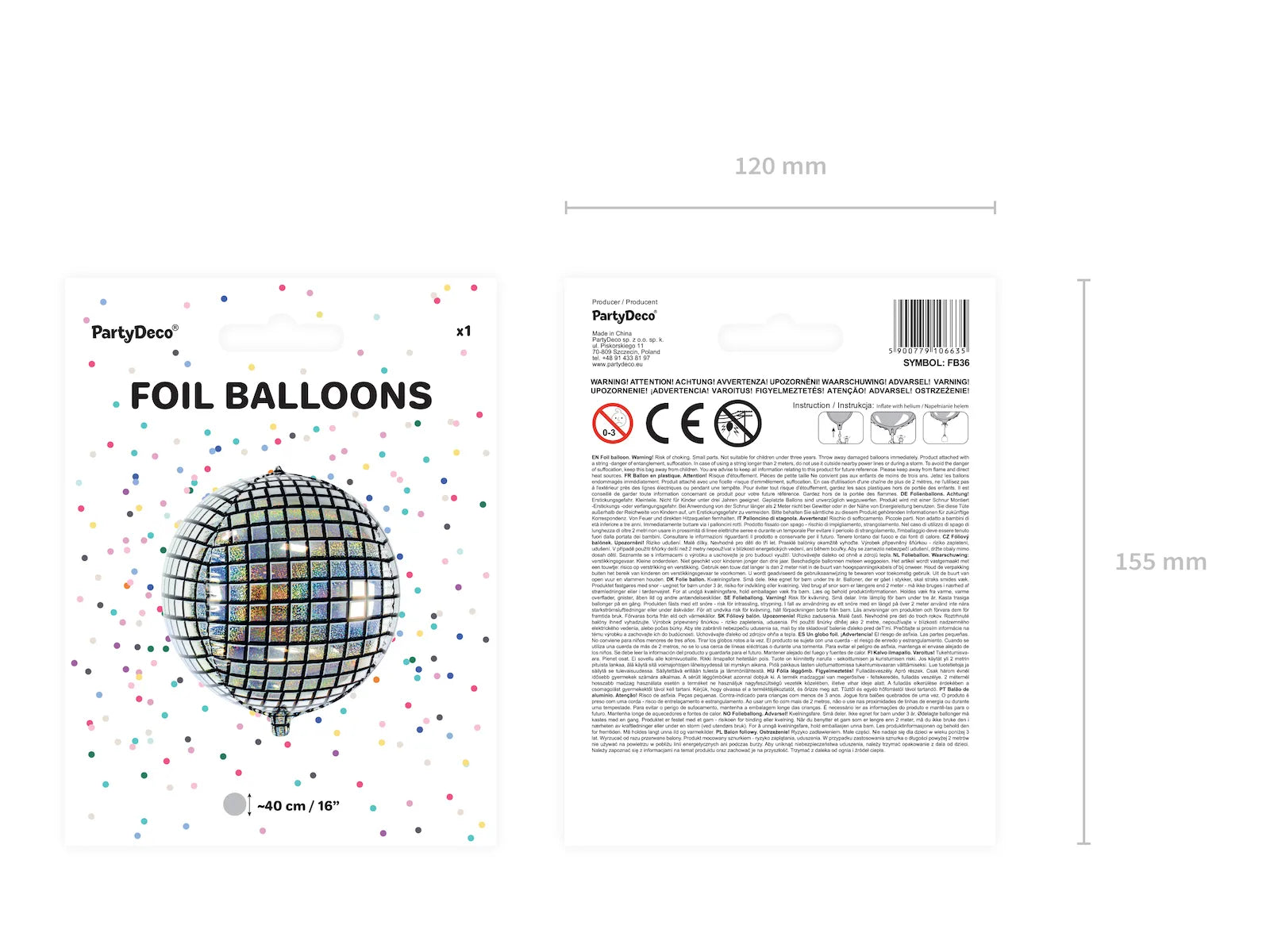 Foil Balloon Disco Ball, 15.7 in
