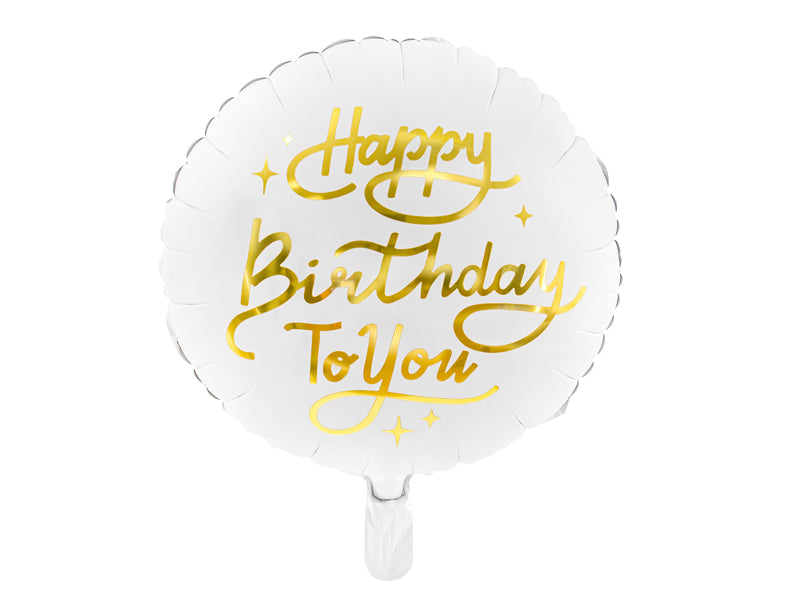 Foil balloon Happy Birthday To You, 13.8in, white
