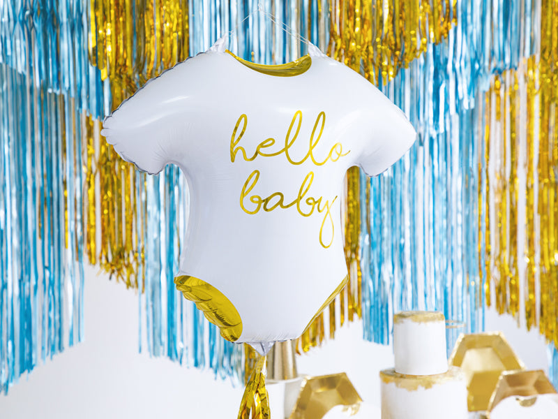 Foil Balloon Baby Romper - Hello Baby, 20.1 x 17.7 in, White