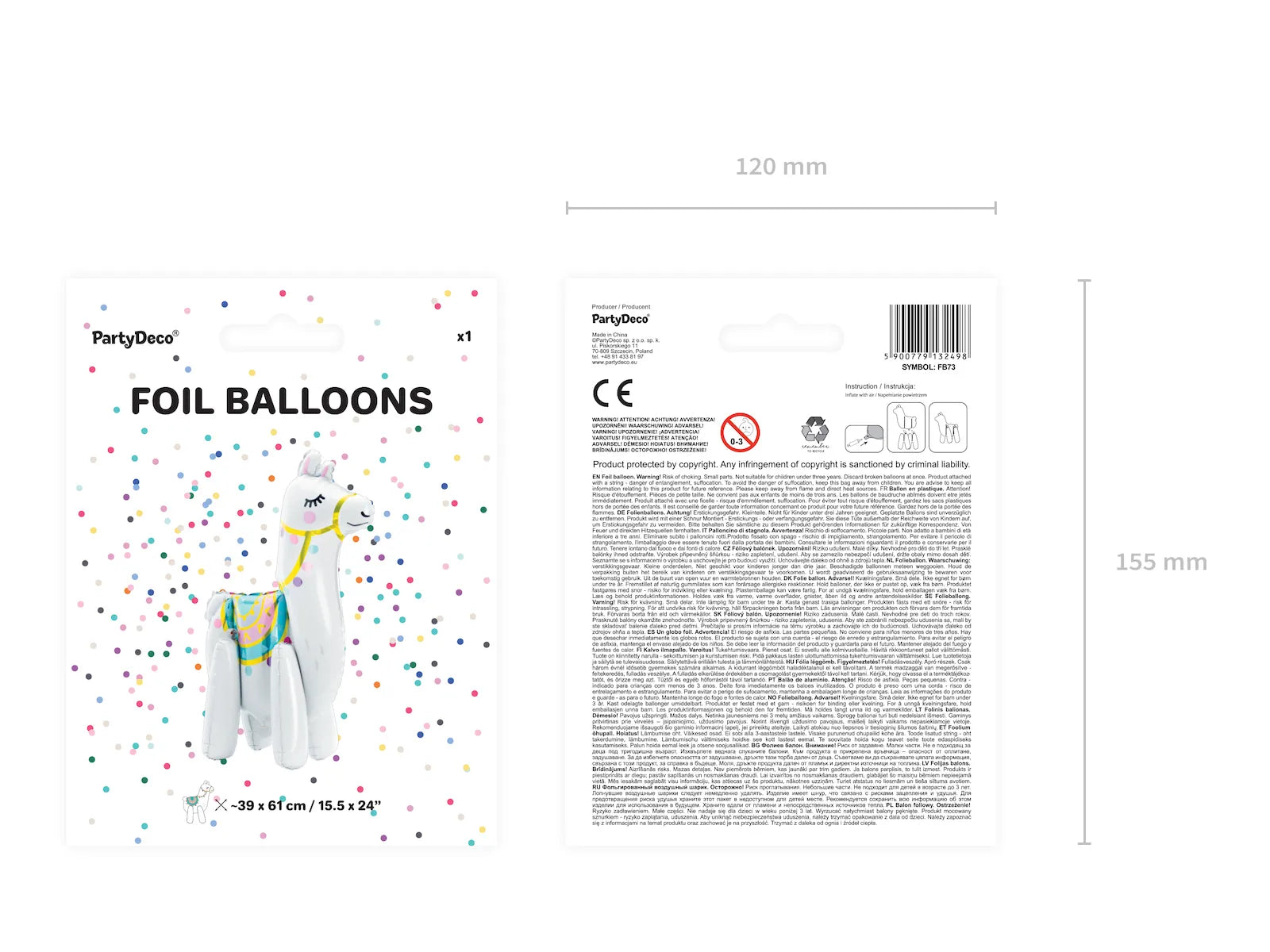 Foil Balloon Llama, 15.4 x 24.0 in, mix
