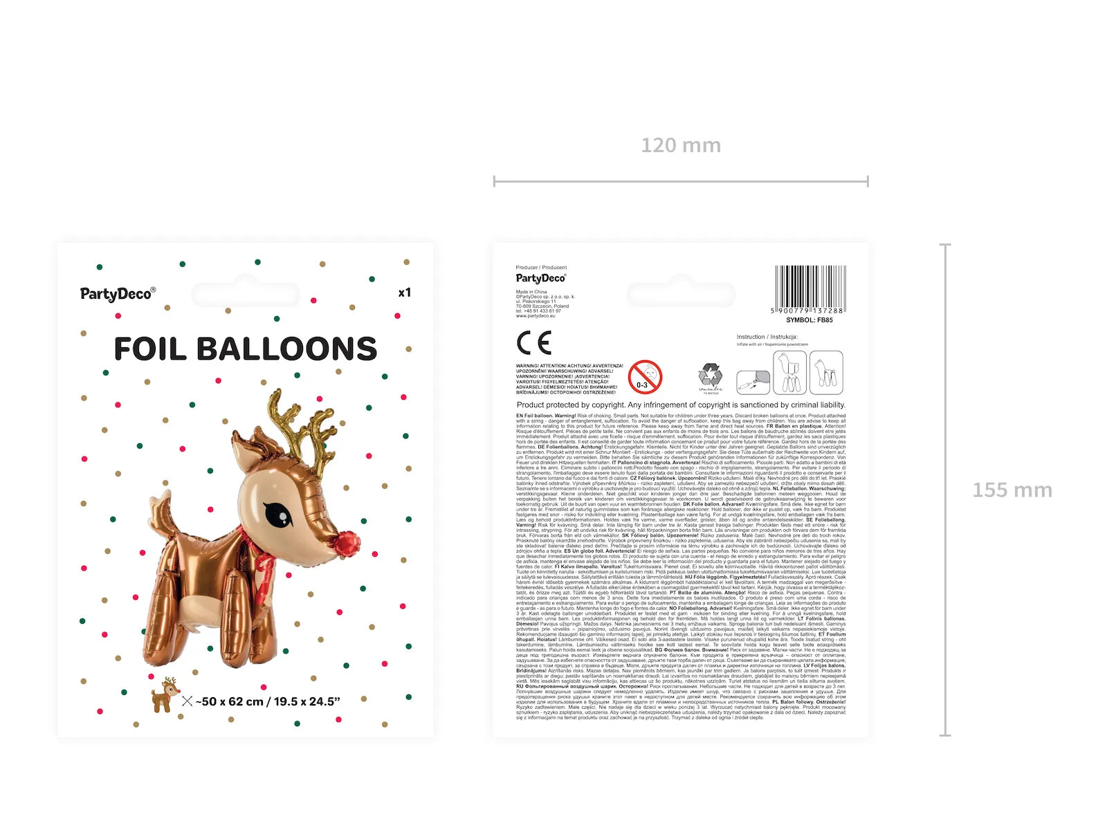 Foil Balloon Reindeer Mix - FB85