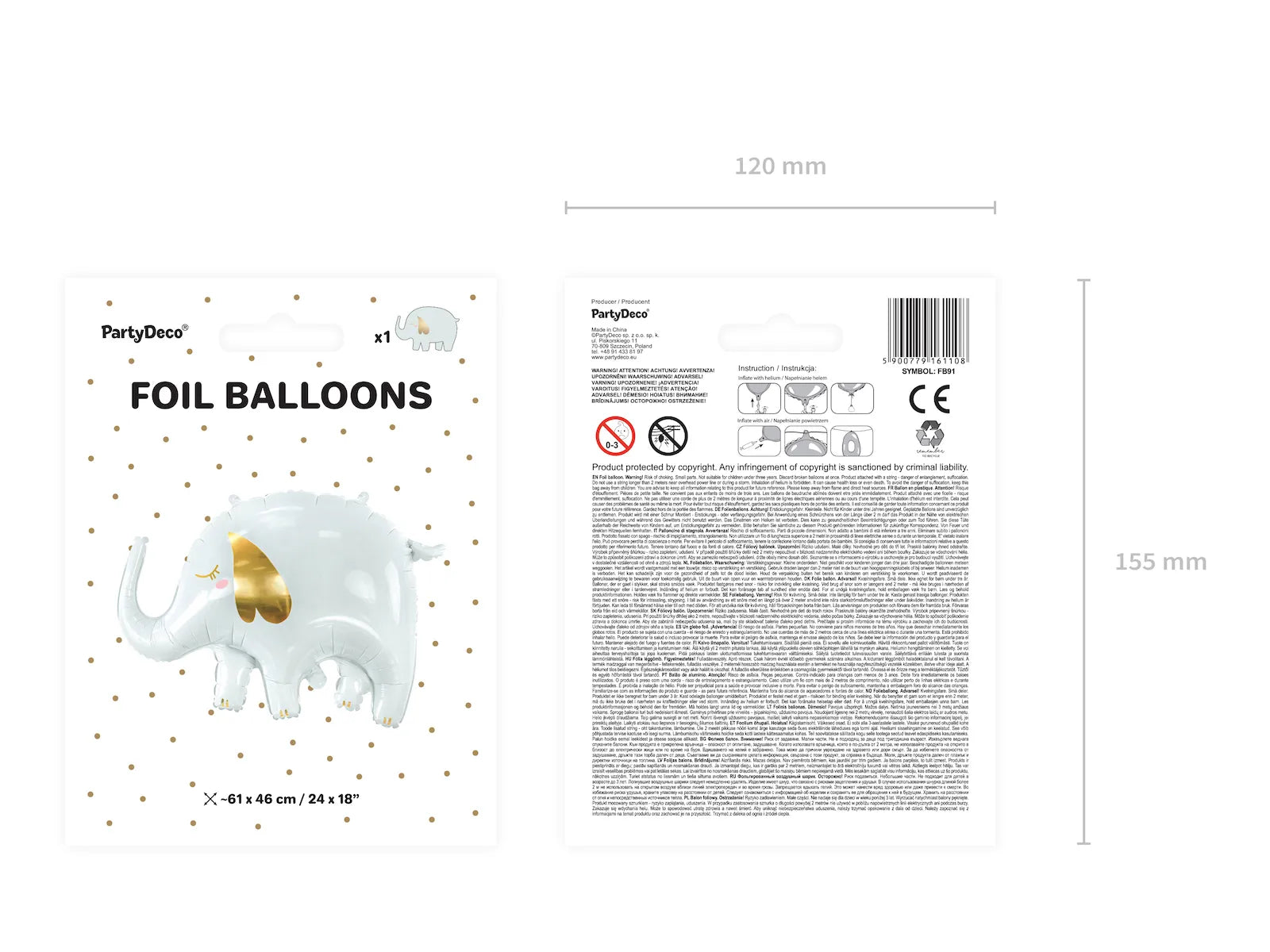 Foil Balloon Elephant, 32.7 x 22.8 in, mix