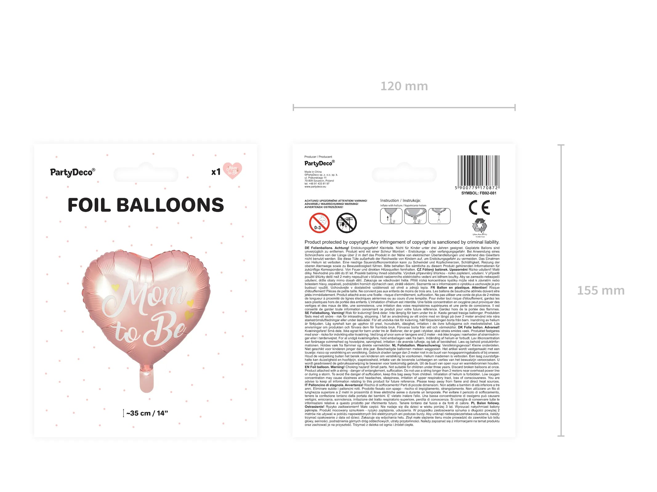 Foil balloon Mom to Be, 13.8in, pink
