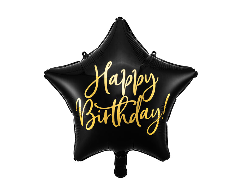 Foil balloon Happy Birthday, 15.7in, black