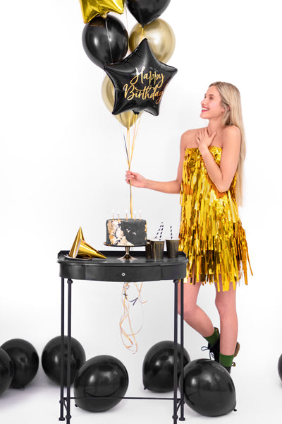 Foil balloon Happy Birthday, 15.7in, black