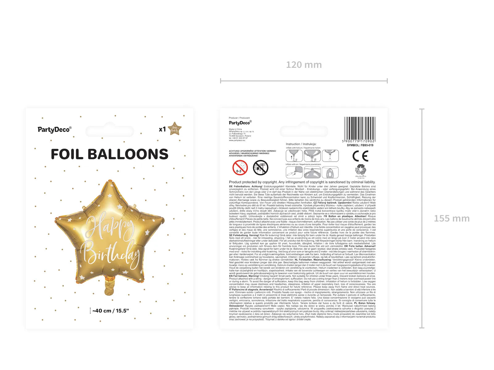 Foil Balloon Happy Birthday Gold - FB93-019