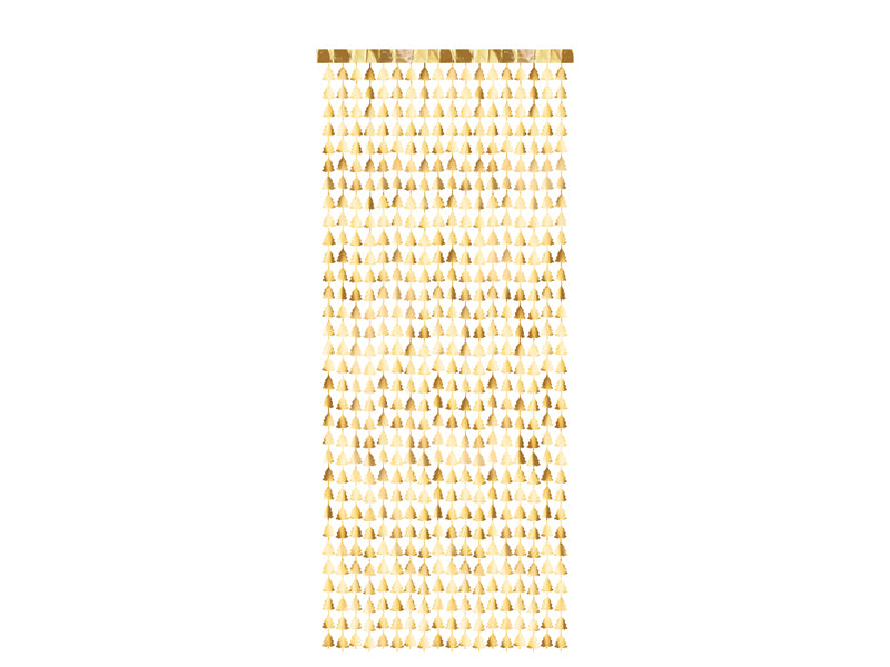 Party Curtain Christmas Trees Gold - GNT3-019