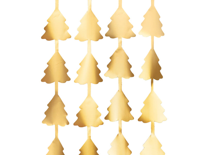 Party Curtain Christmas Trees Gold - GNT3-019