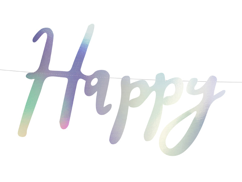 Banner Happy Birthday, Iridescent, 6.5 x 24.4 in