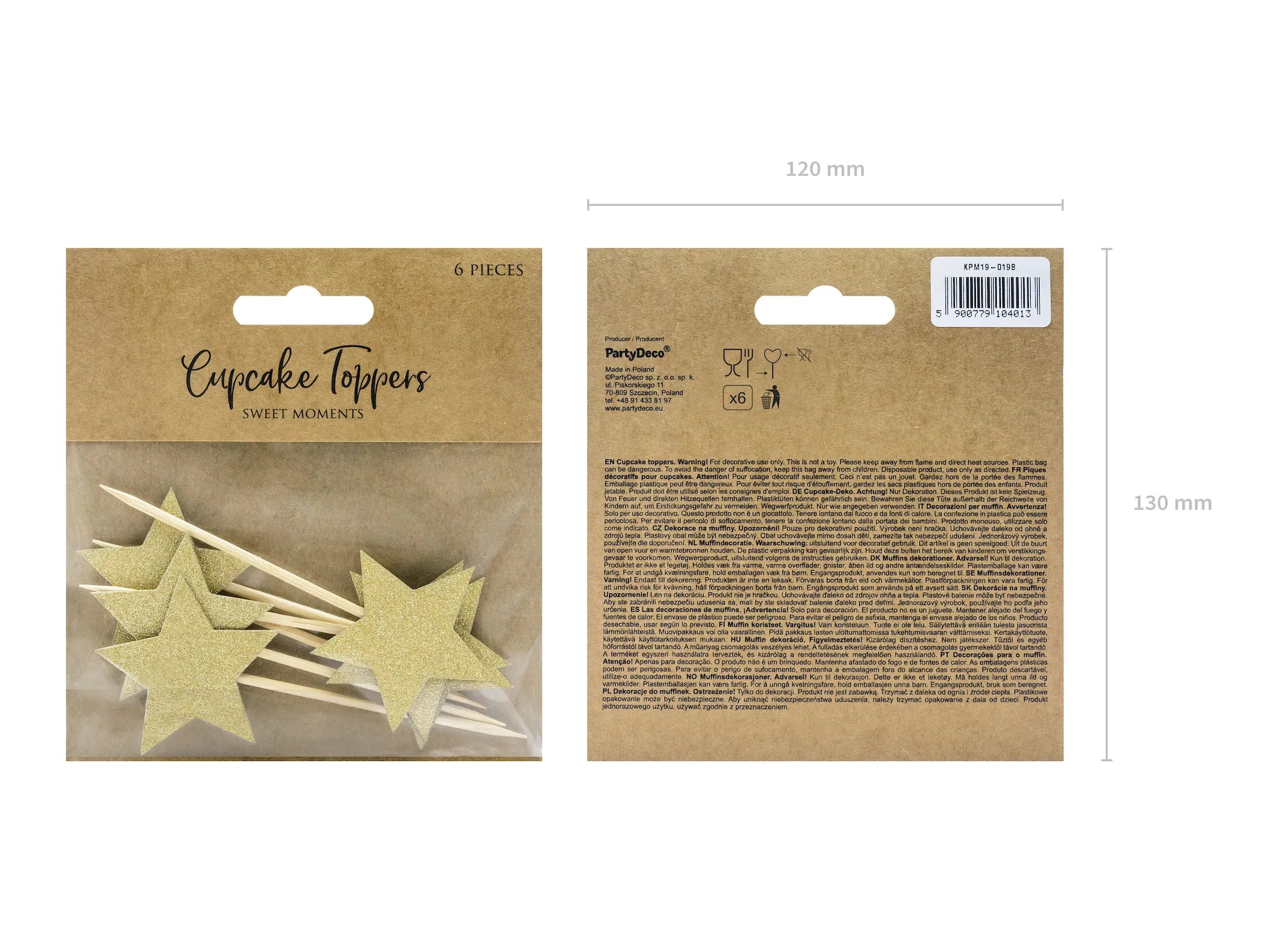 Cupcake Toppers Stars Gold - KPM19-019B